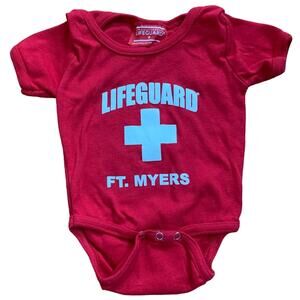 Red lifeguard onesie bodysuit, size 12 months